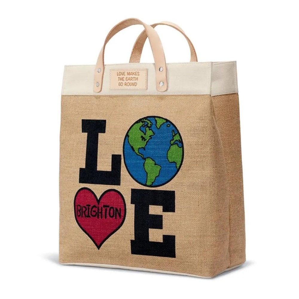 Brighton Limited Edition Jute Tan and Red Love‎ Earth Tote Bag  MSRP $129